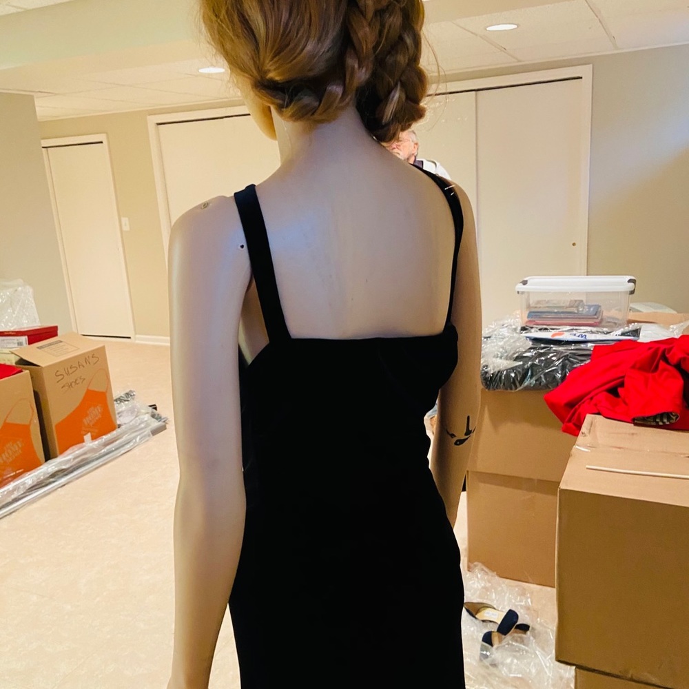 Black velvet evening gown